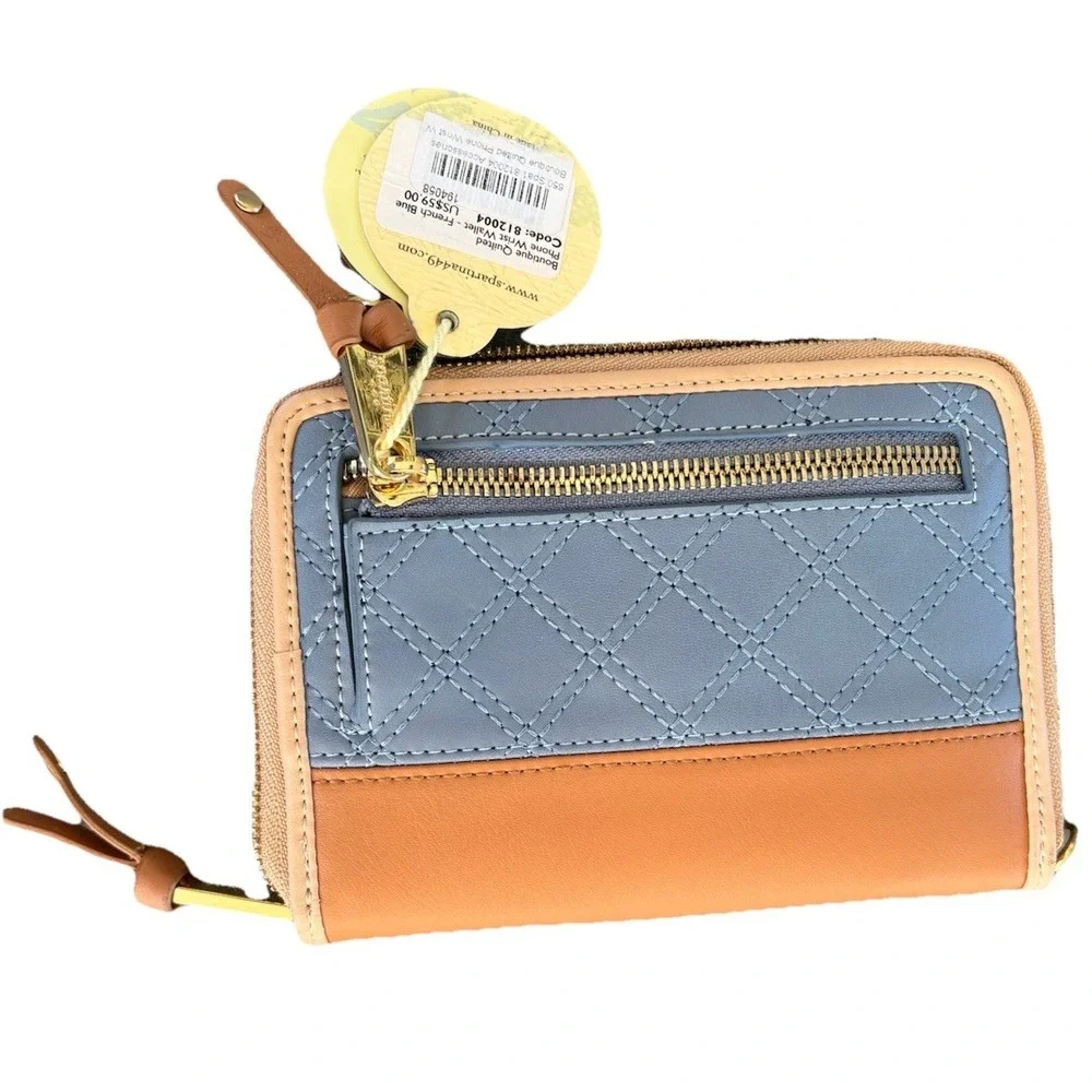 Spartina 449 Daufuskie Island Quilted Wallet Blue Tan NWT